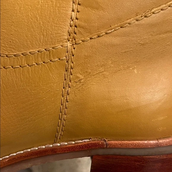 Frye Camryn Tall Pull On Tan Leather Heeled Boots - Picture 13 of 16